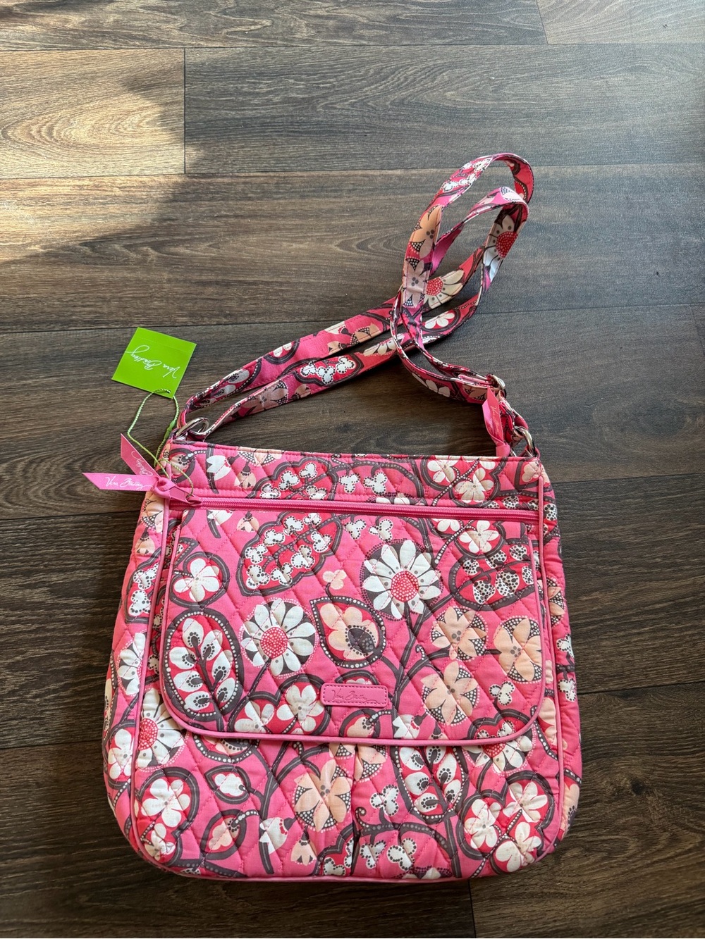 Vera Bradley Pink Floral Quilted Crossbody with Adjustable Strap